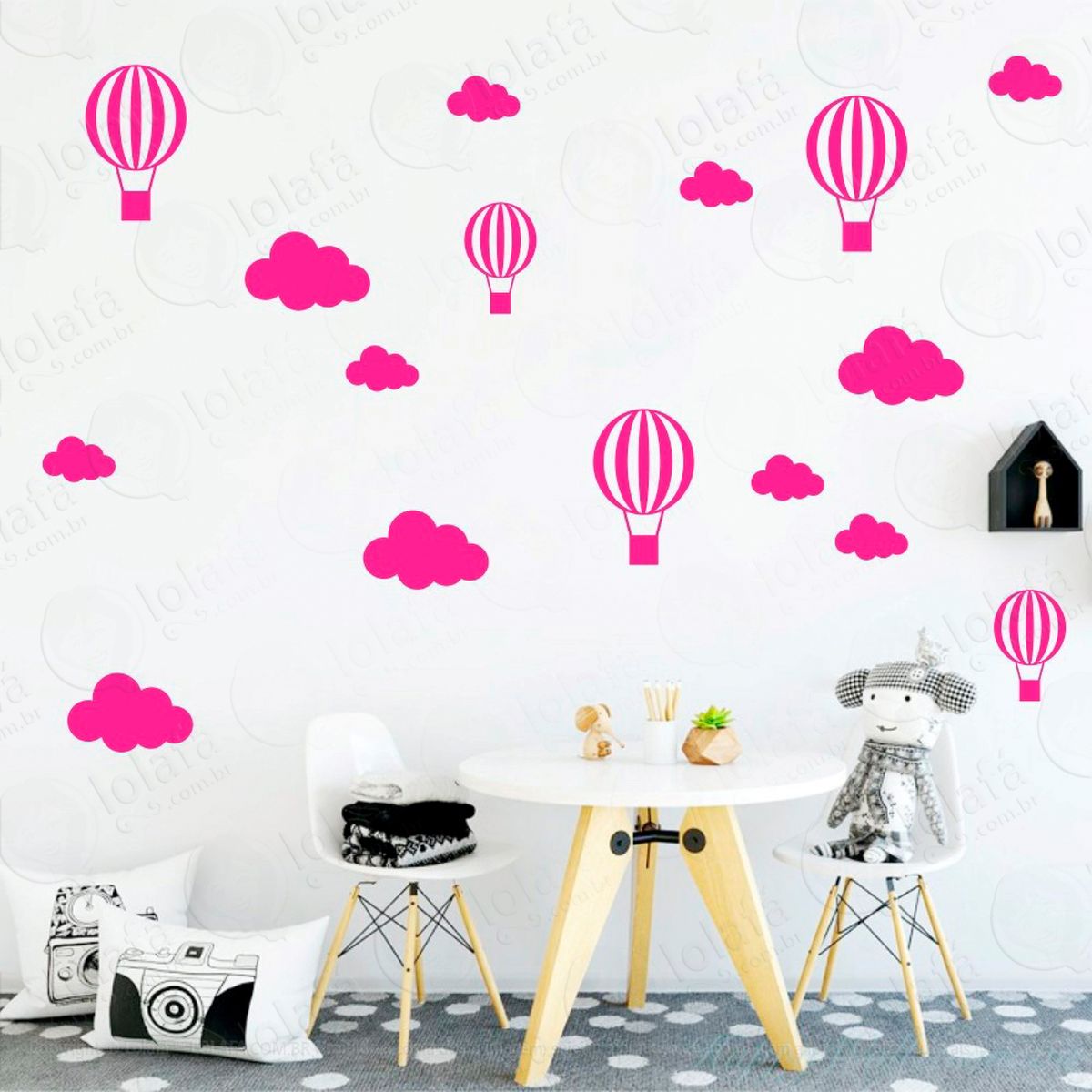adesivos nuvens e balões 50 peças adesivos para quarto de bebê infantil - mod:904