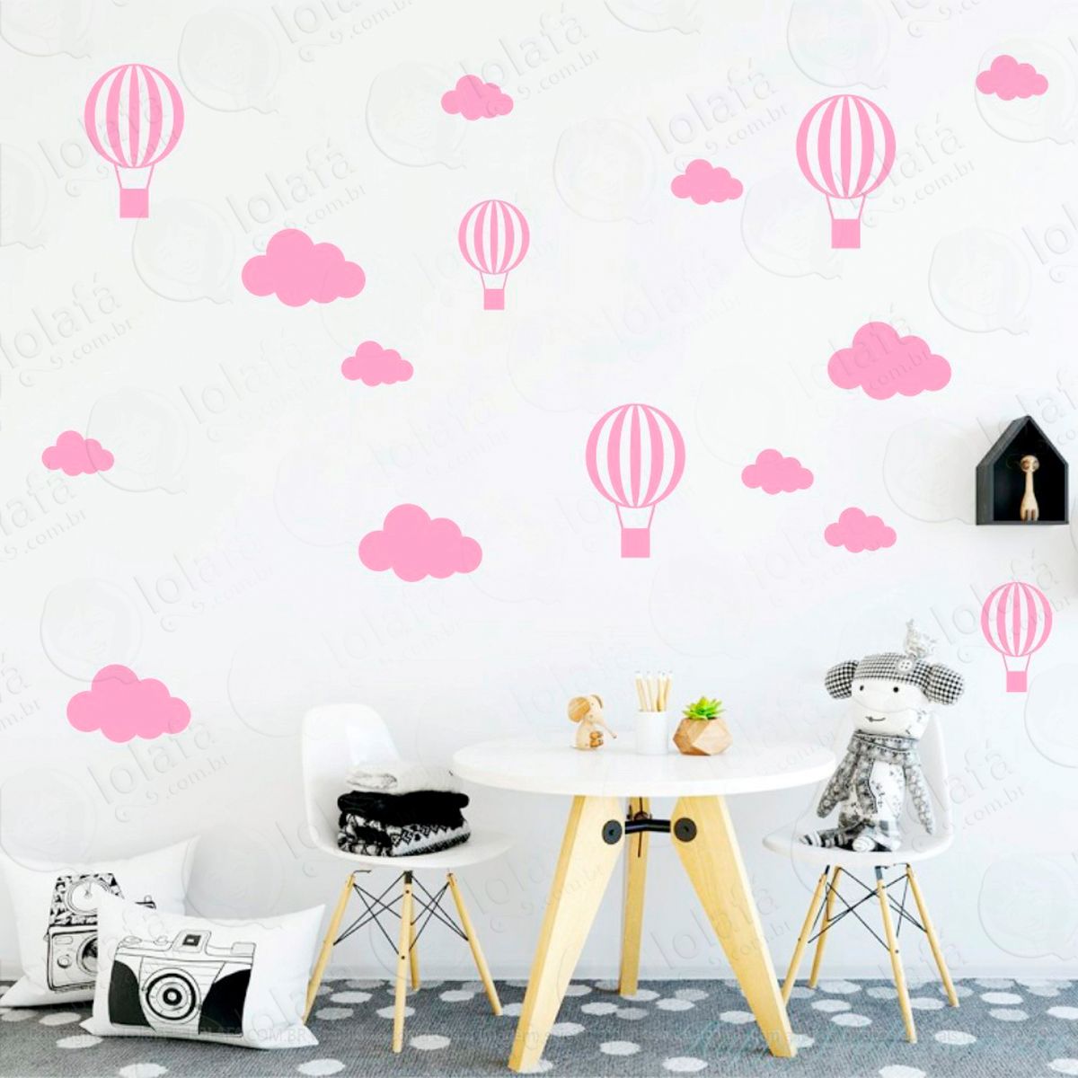 adesivos nuvens e balões 50 peças adesivos para quarto de bebê infantil - mod:909