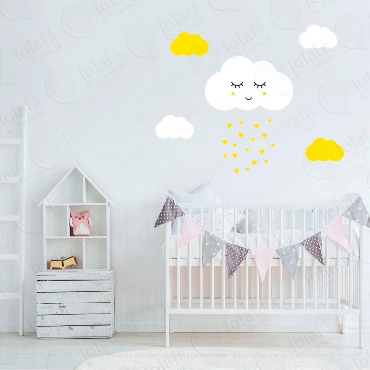 adesivos nuvem com rostinho 23 peças adesivos para quarto de bebê infantil - mod:918