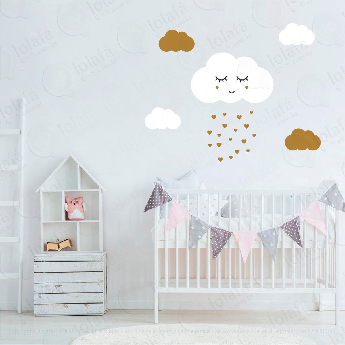 adesivos nuvem com rostinho 23 peças adesivos para quarto de bebê infantil - mod:919