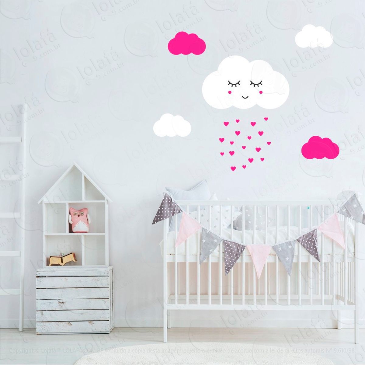adesivos nuvem com rostinho 23 peças adesivos para quarto de bebê infantil - mod:920