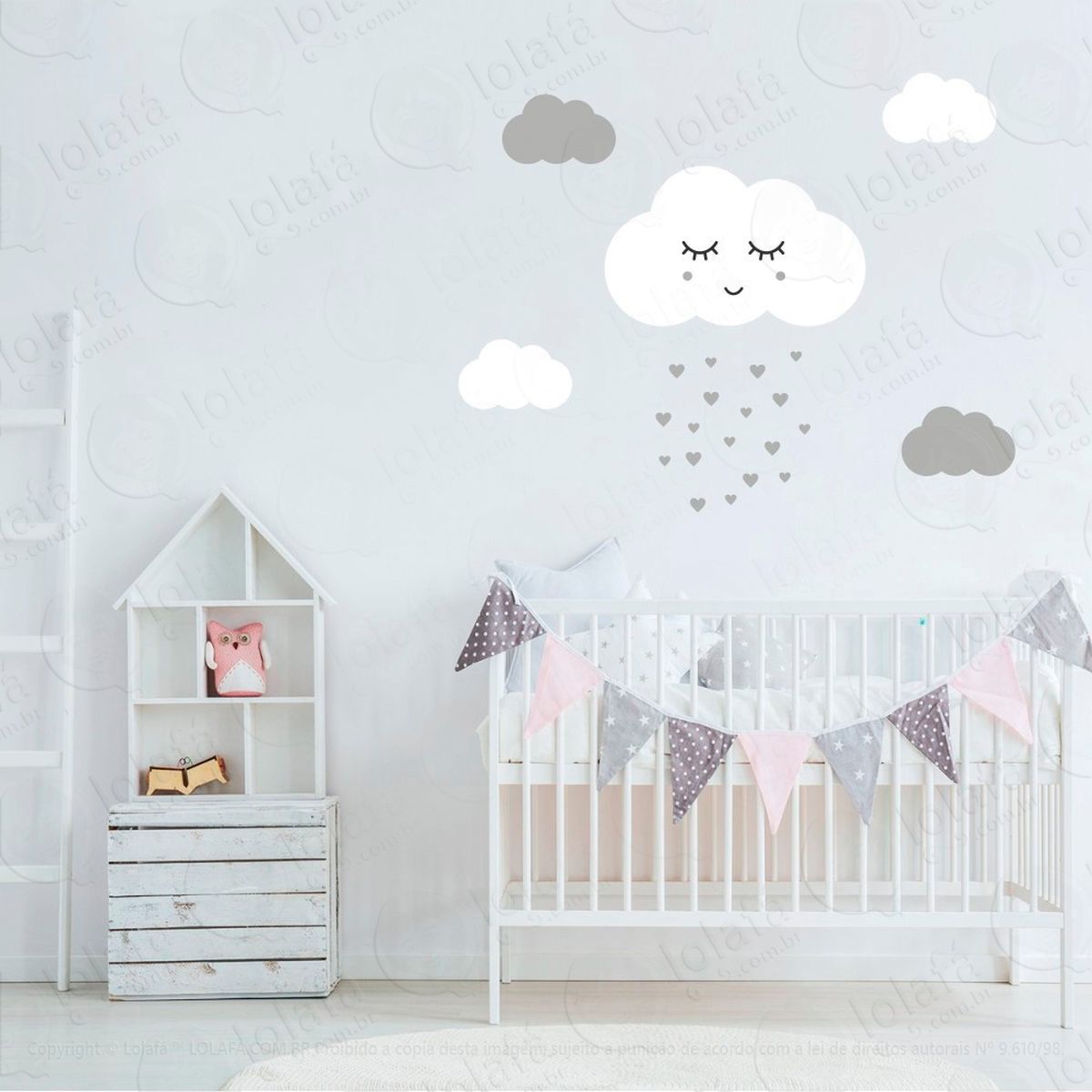 adesivos nuvem com rostinho 23 peças adesivos para quarto de bebê infantil - mod:922
