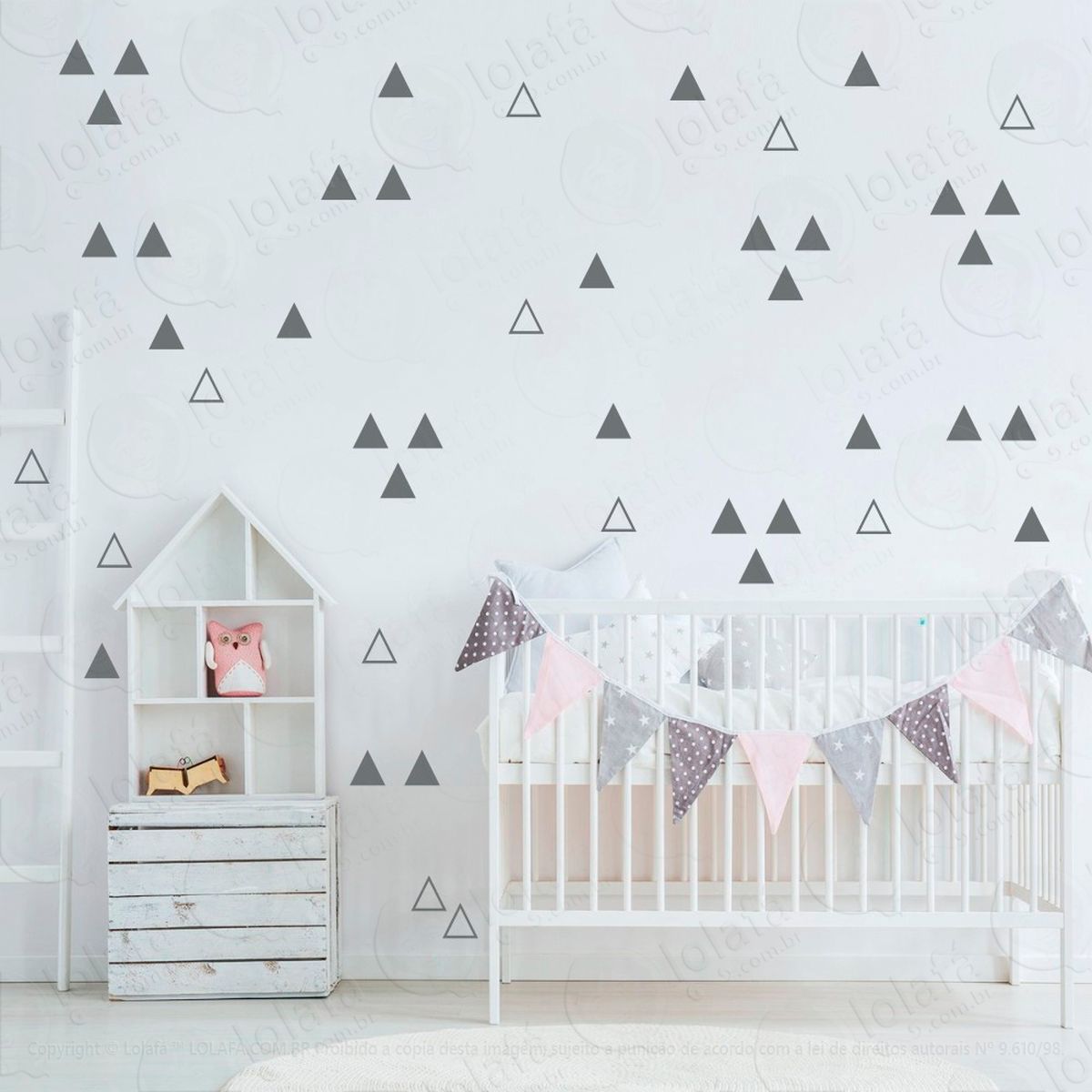 adesivos triângulos 120 peças adesivos para quarto de bebê infantil - mod:923