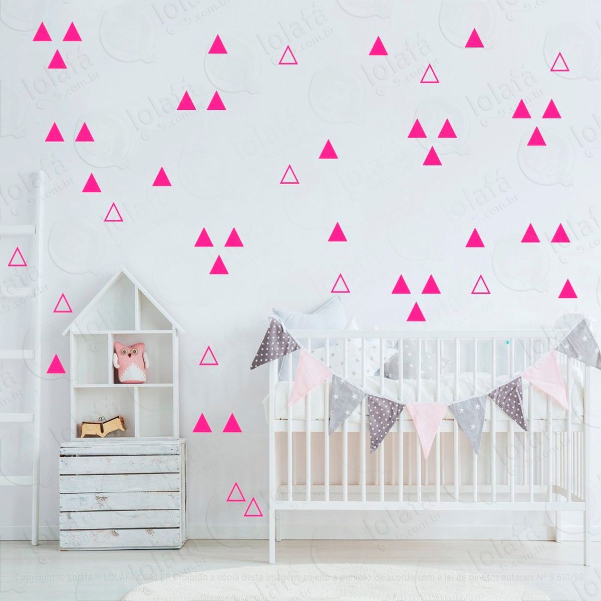 adesivos triângulos 120 peças adesivos para quarto de bebê infantil - mod:925