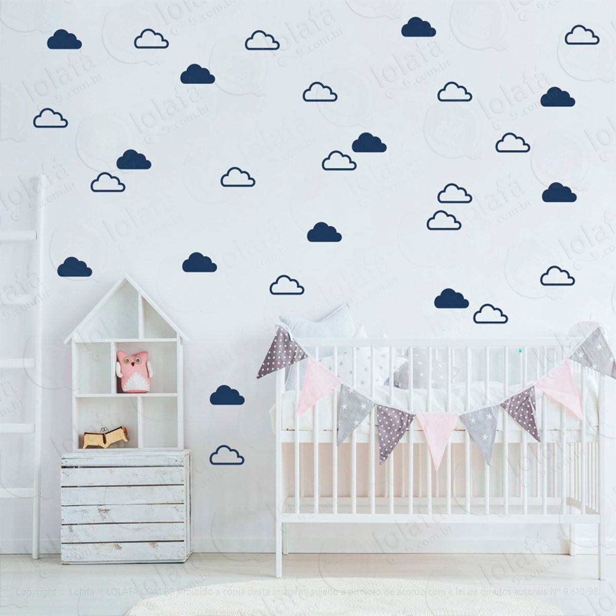 adesivos nuvens 56 peças adesivos para quarto de bebê infantil - mod:927
