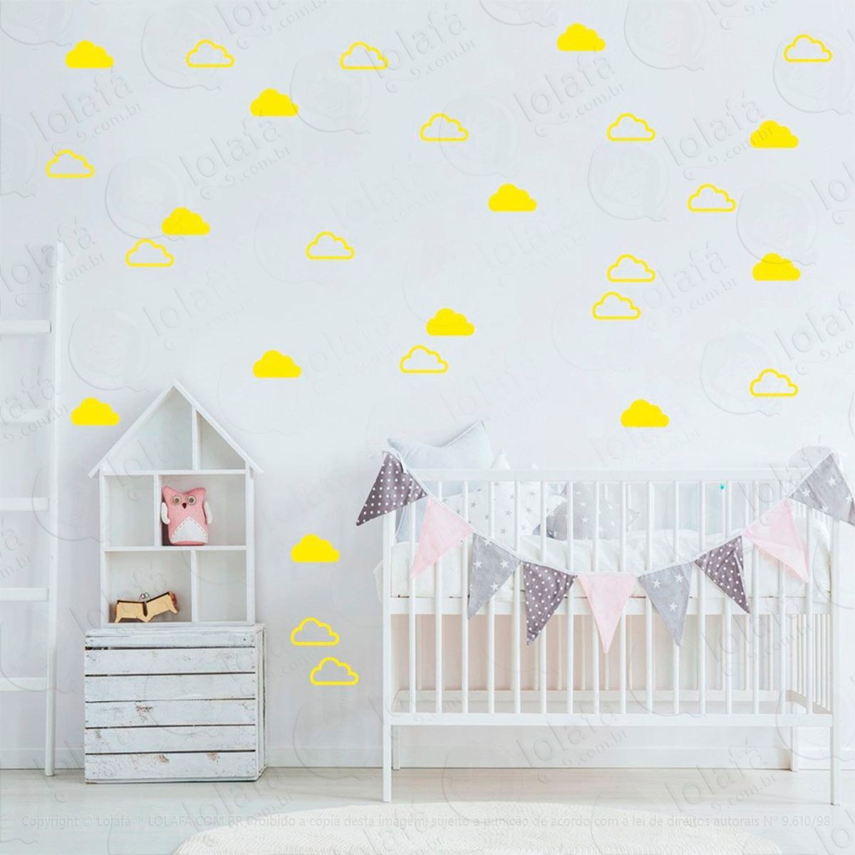 adesivos nuvens 56 peças adesivos para quarto de bebê infantil - mod:929