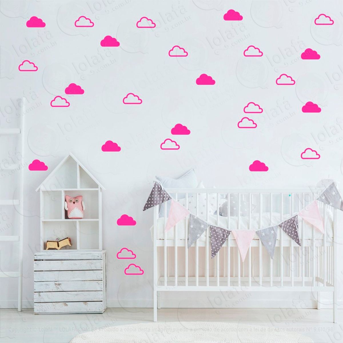 adesivos nuvens 56 peças adesivos para quarto de bebê infantil - mod:930