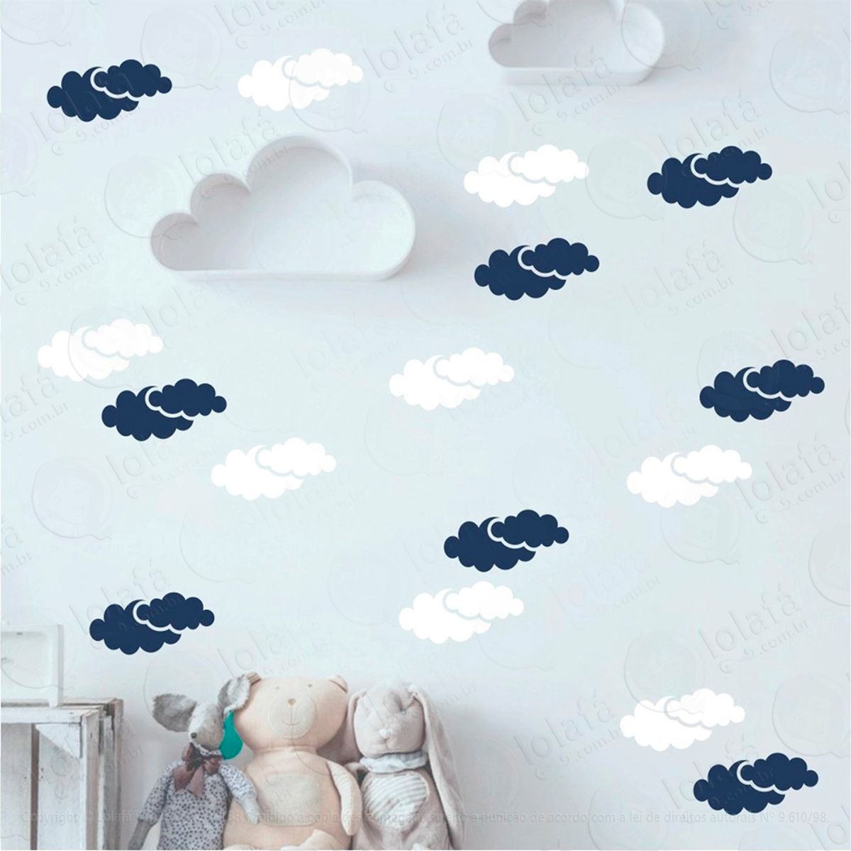 adesivos nuvens 40 peças adesivos para quarto de bebê infantil - mod:974