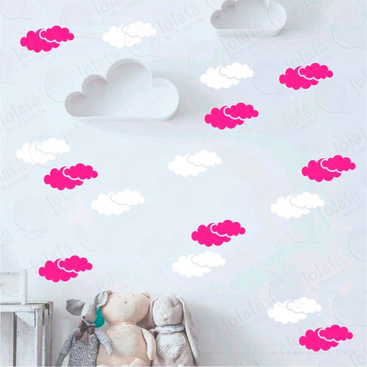 adesivos nuvens 40 peças adesivos para quarto de bebê infantil - mod:975