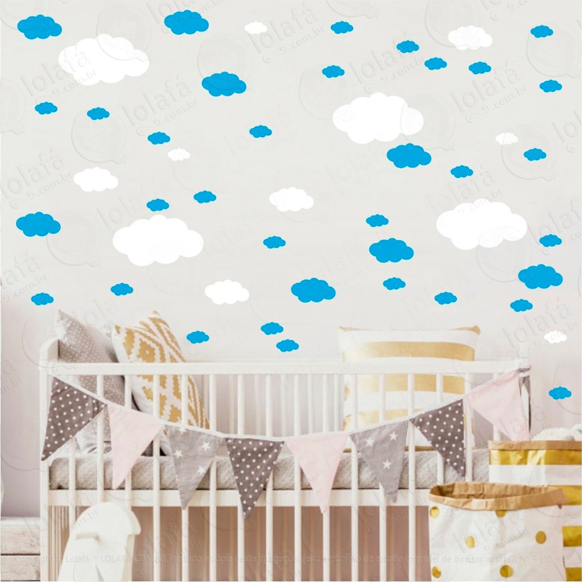 adesivos nuvens 62 peças adesivos para quarto de bebê infantil - mod:981