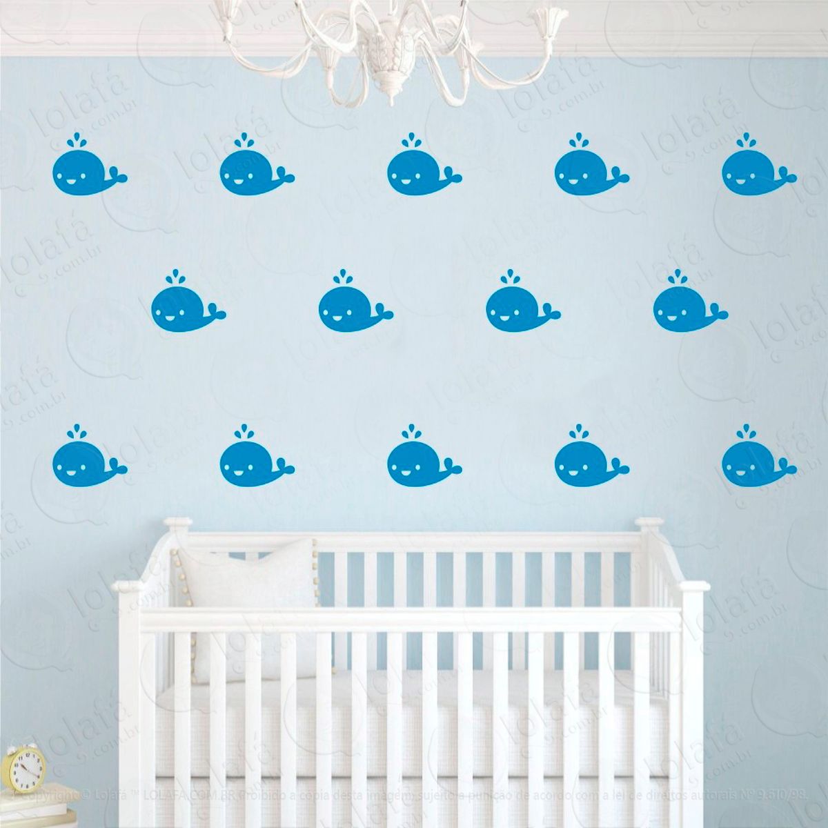 adesivos baleias 48 peças adesivos para quarto de bebê infantil - mod:1019