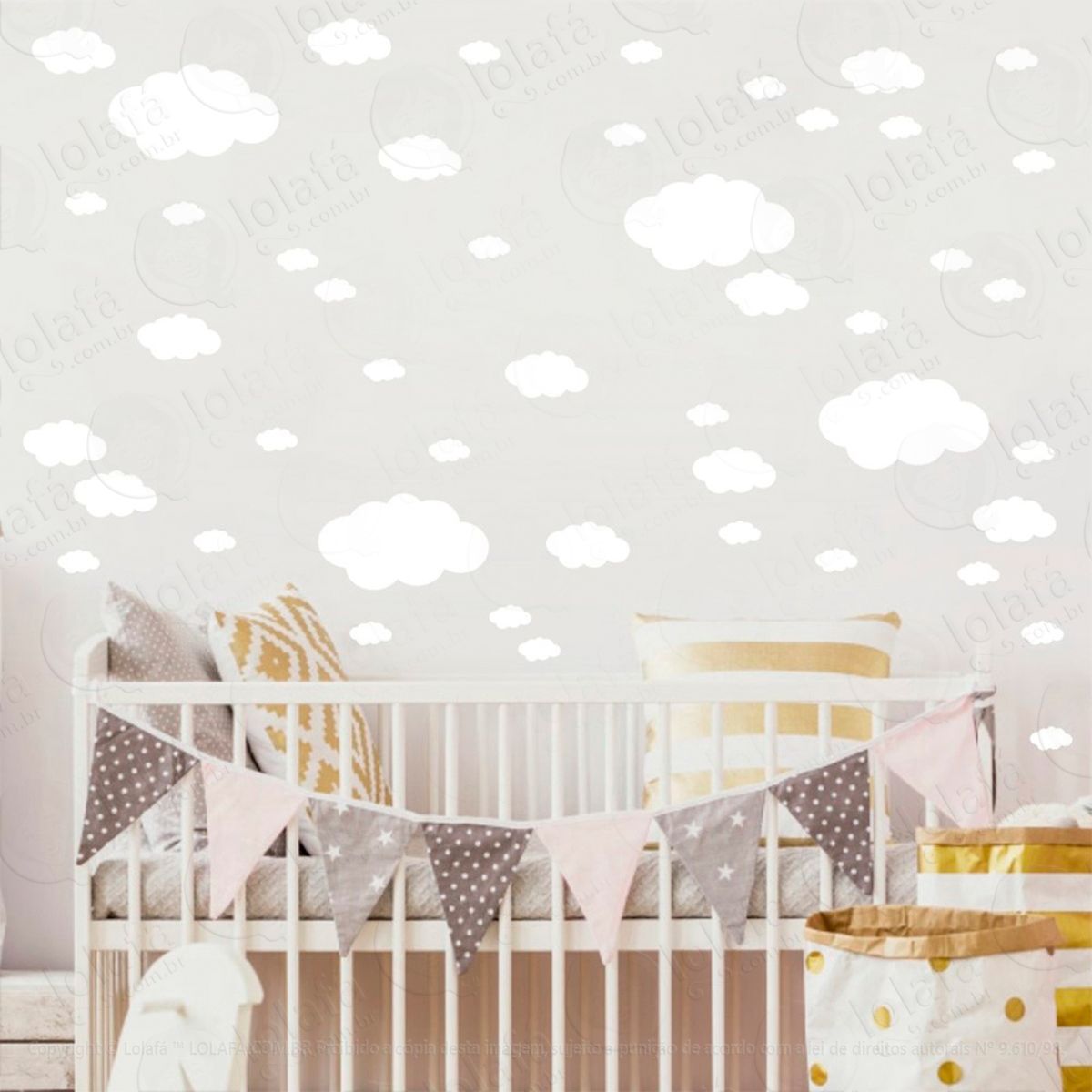 adesivos nuvens 62 peças adesivos para quarto de bebê infantil - mod:1026