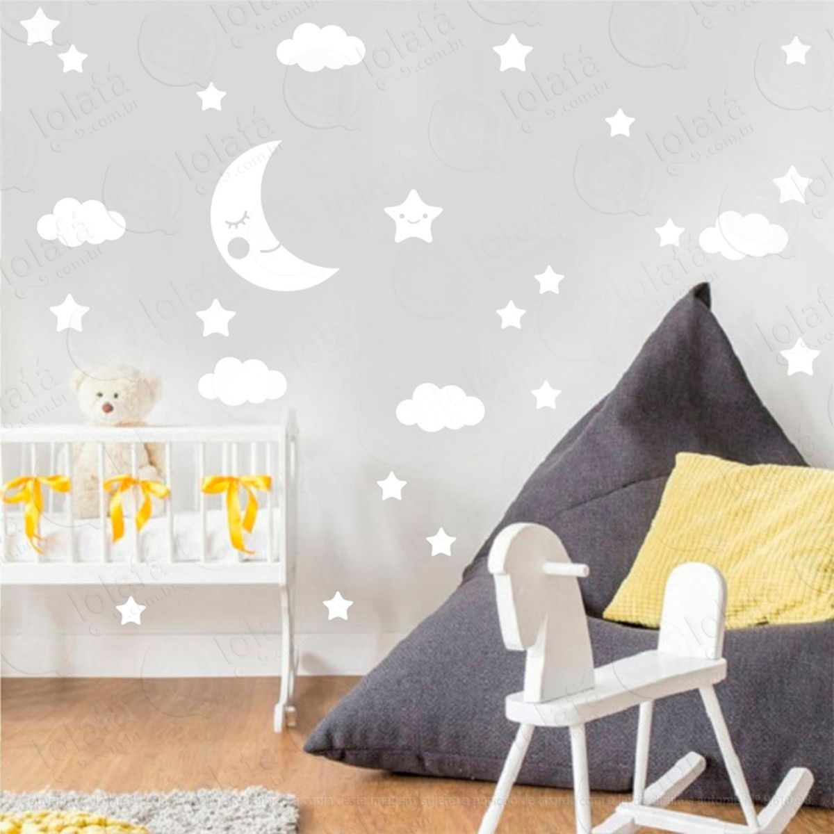 adesivos nuvens e estrelas 62 peças adesivos para quarto de bebê infantil - mod:1035