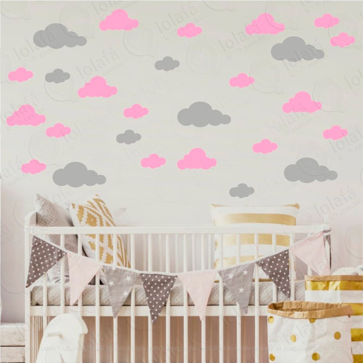 adesivos nuvens 40 peças adesivos para quarto de bebê infantil - mod:1041
