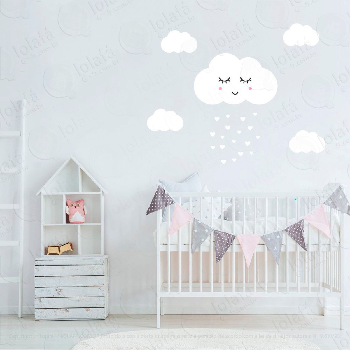 adesivos nuvem com rostinho 23 peças adesivos para quarto de bebê infantil - mod:1045