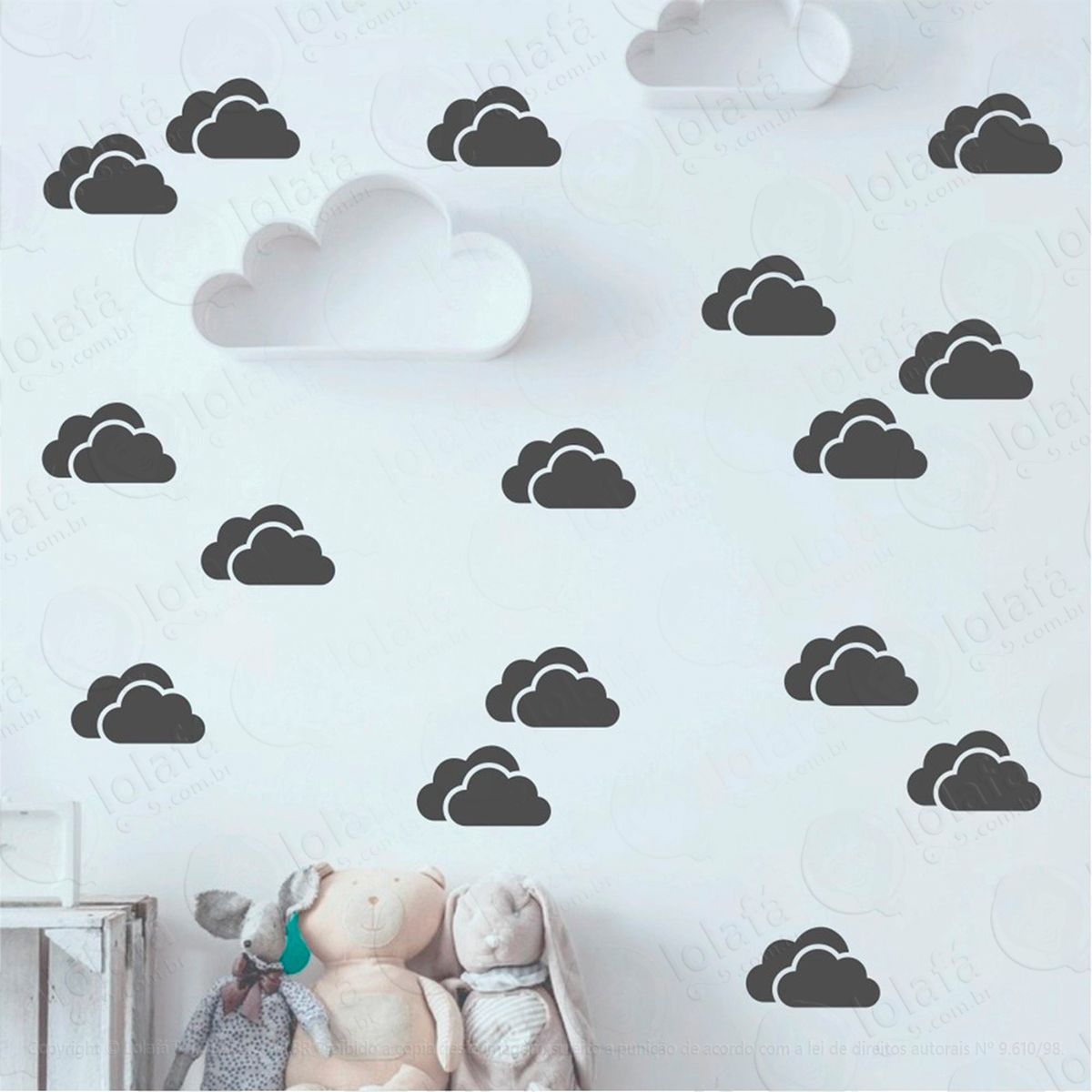 adesivos nuvens 54 peças adesivos para quarto de bebê infantil - mod:1047