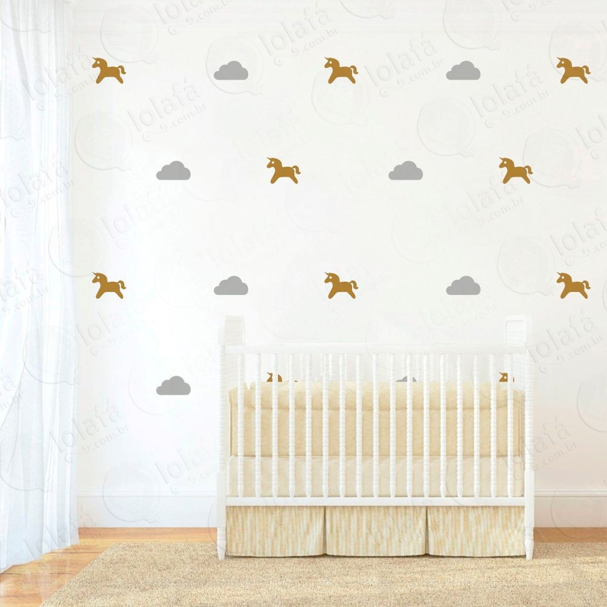 adesivos unicórnio e nuvens 36 peças adesivos para quarto de bebê infantil - mod:1058