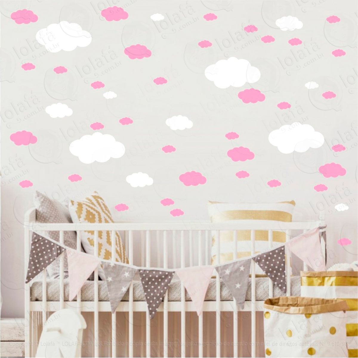 adesivos nuvens 62 peças adesivos para quarto de bebê infantil - mod:1059