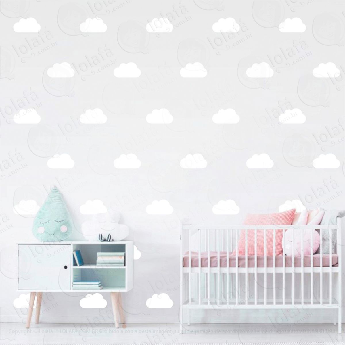 adesivos nuvens 40 peças adesivos para quarto de bebê infantil - mod:1072