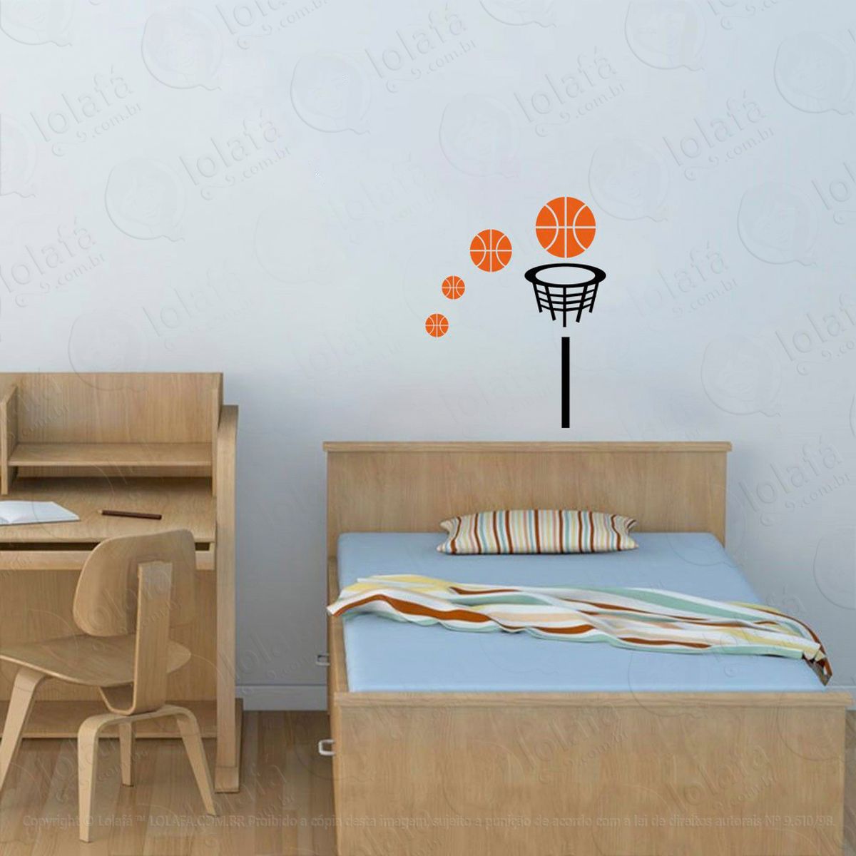 basketball adesivo de parede infantil para quarto - mod:40