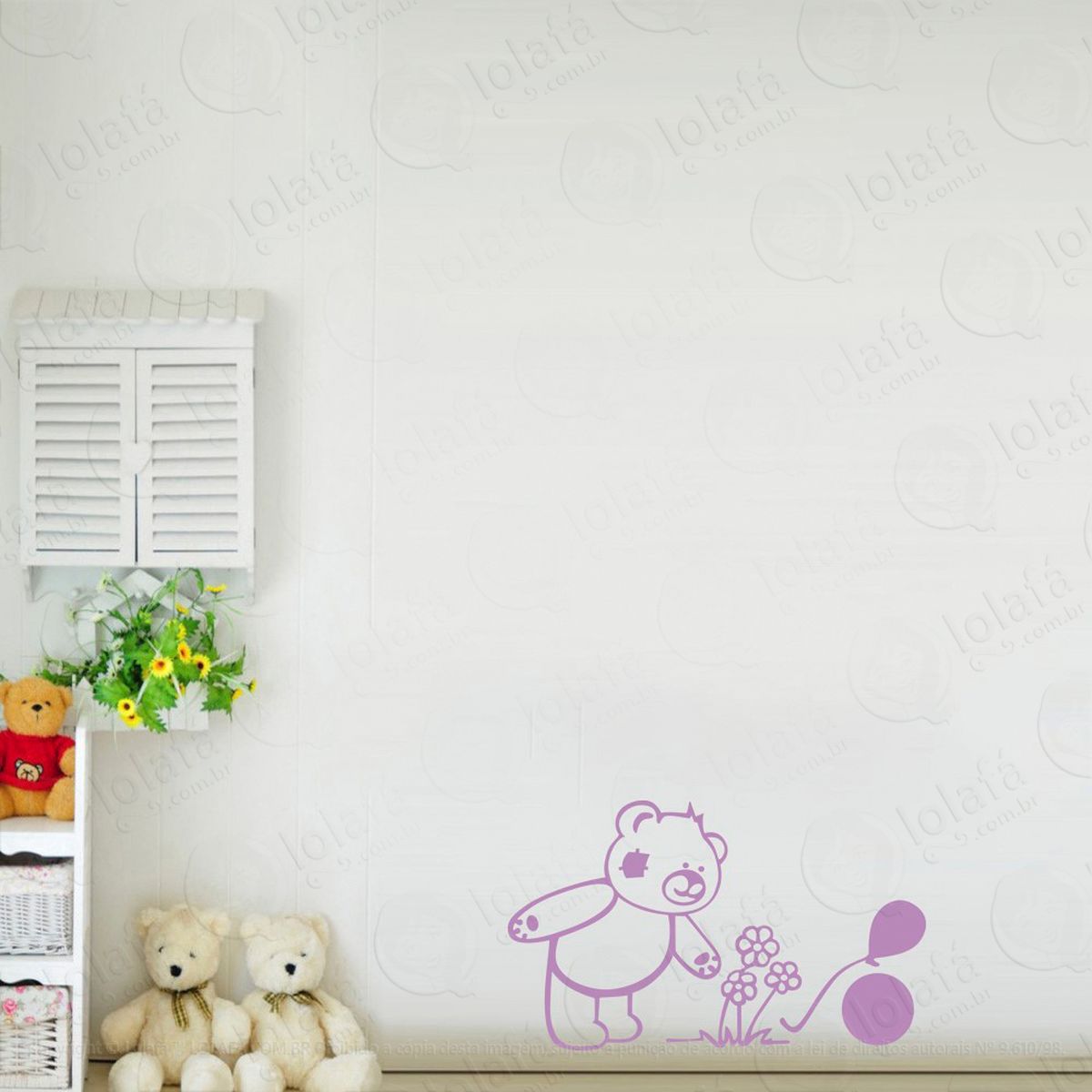 urso adesivo de parede infantil para quarto - mod:53