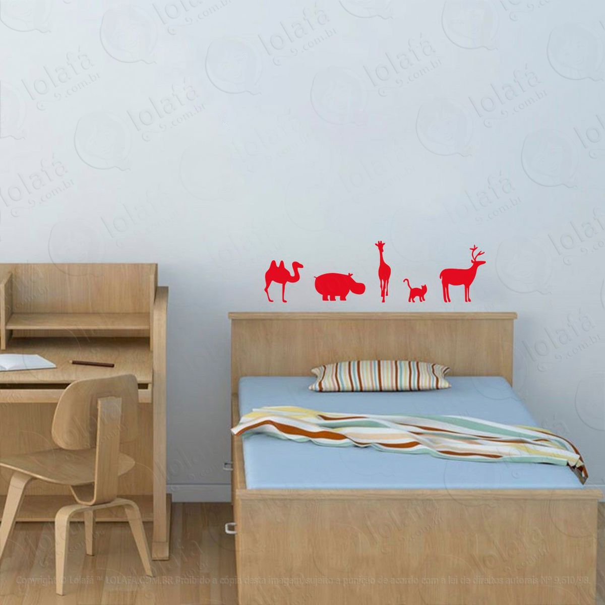 animais adesivo de parede infantil para quarto - mod:97