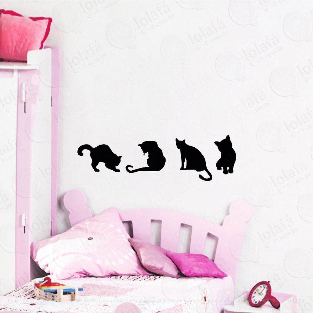 gatos adesivo de parede infantil para quarto - mod:100