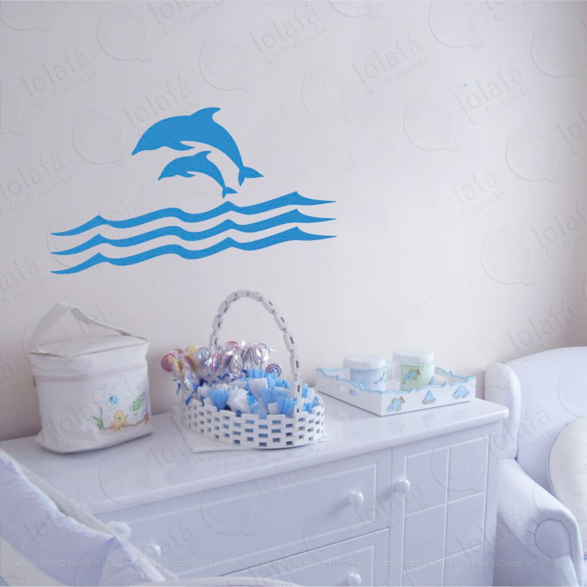 golfinhos adesivo de parede infantil para quarto - mod:117