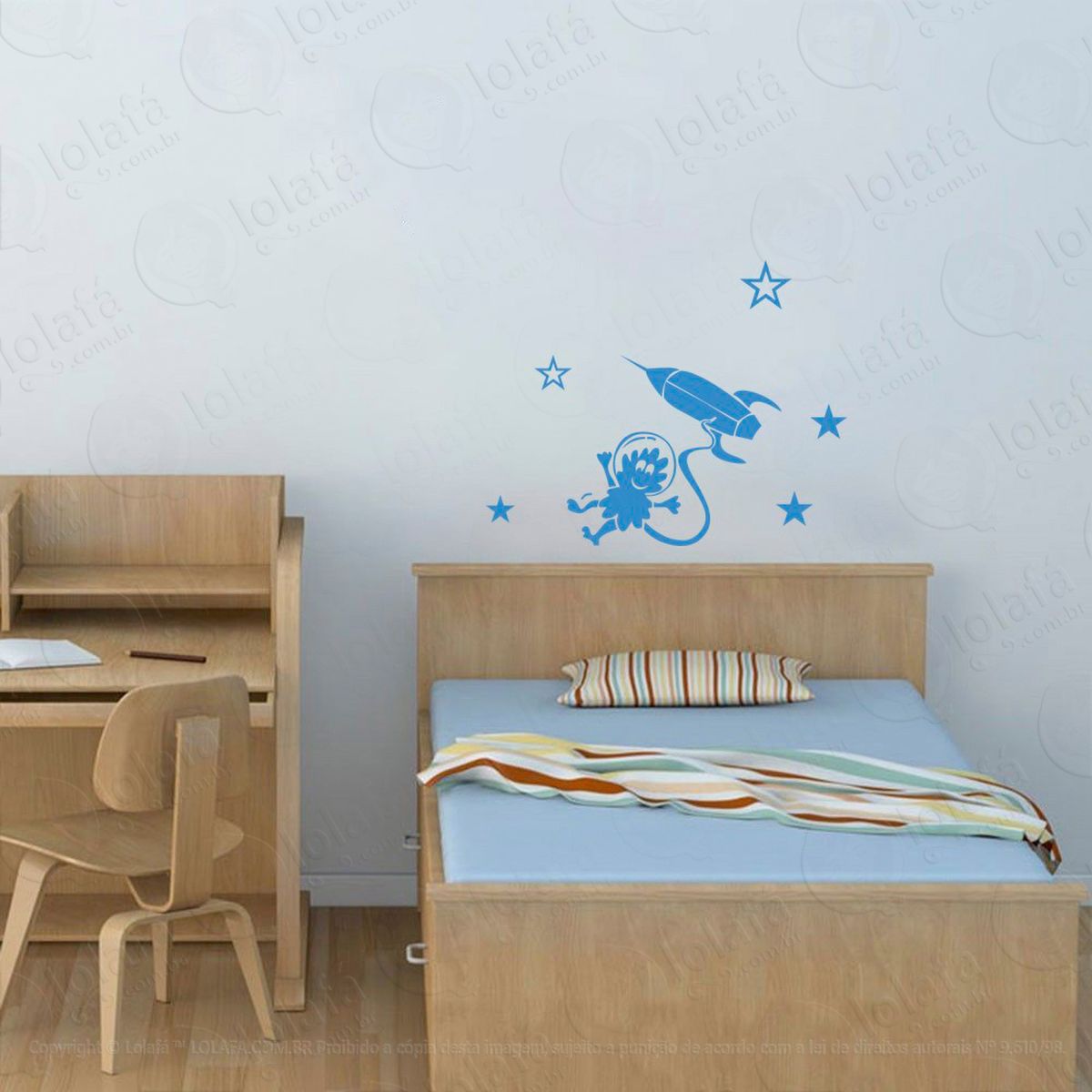 astronauta adesivo de parede infantil para quarto - mod:198