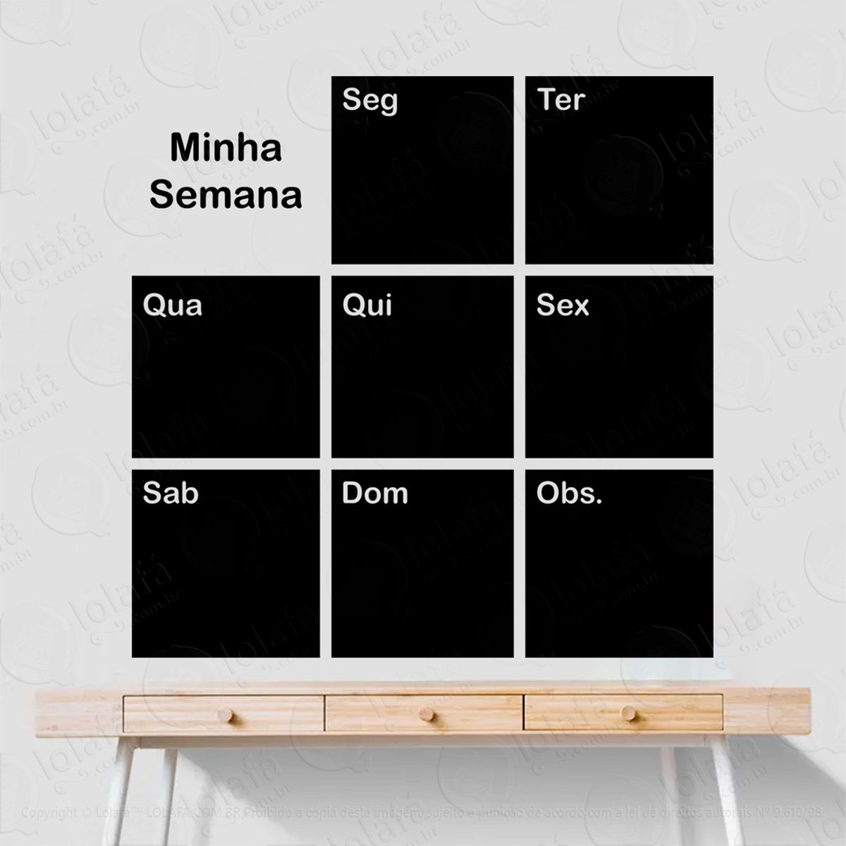 calendário adesivo lousa quadro negro de parede para escrever com giz - mod:2