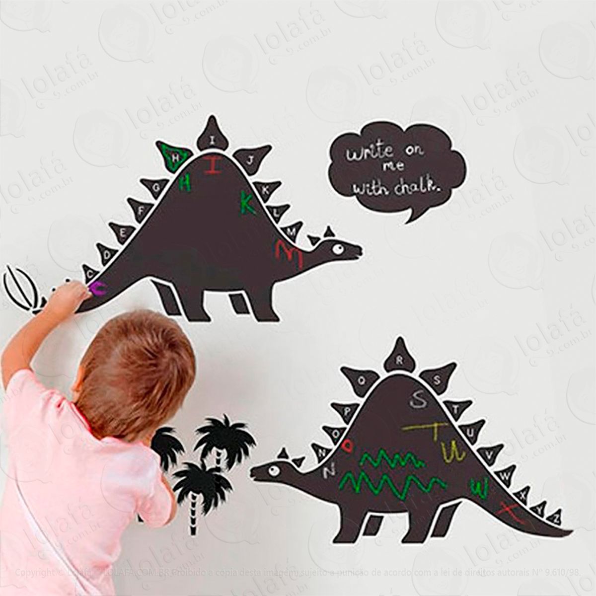 dinossauros adesivo lousa quadro negro de parede para escrever com giz - mod:6