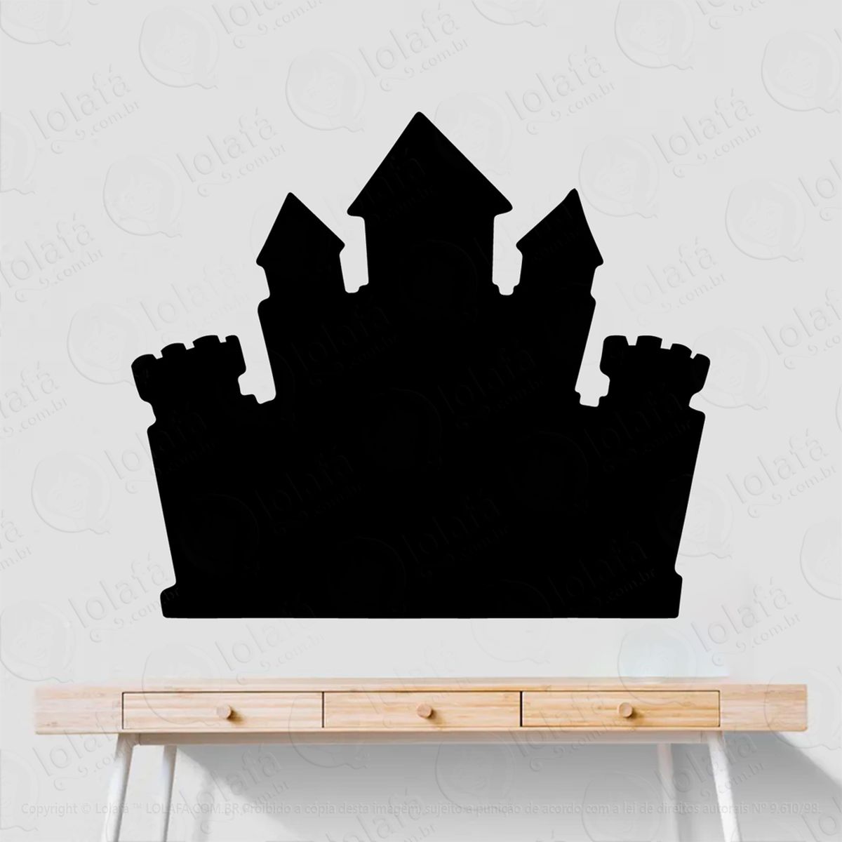 castelo adesivo lousa quadro negro de parede para escrever com giz - mod:11