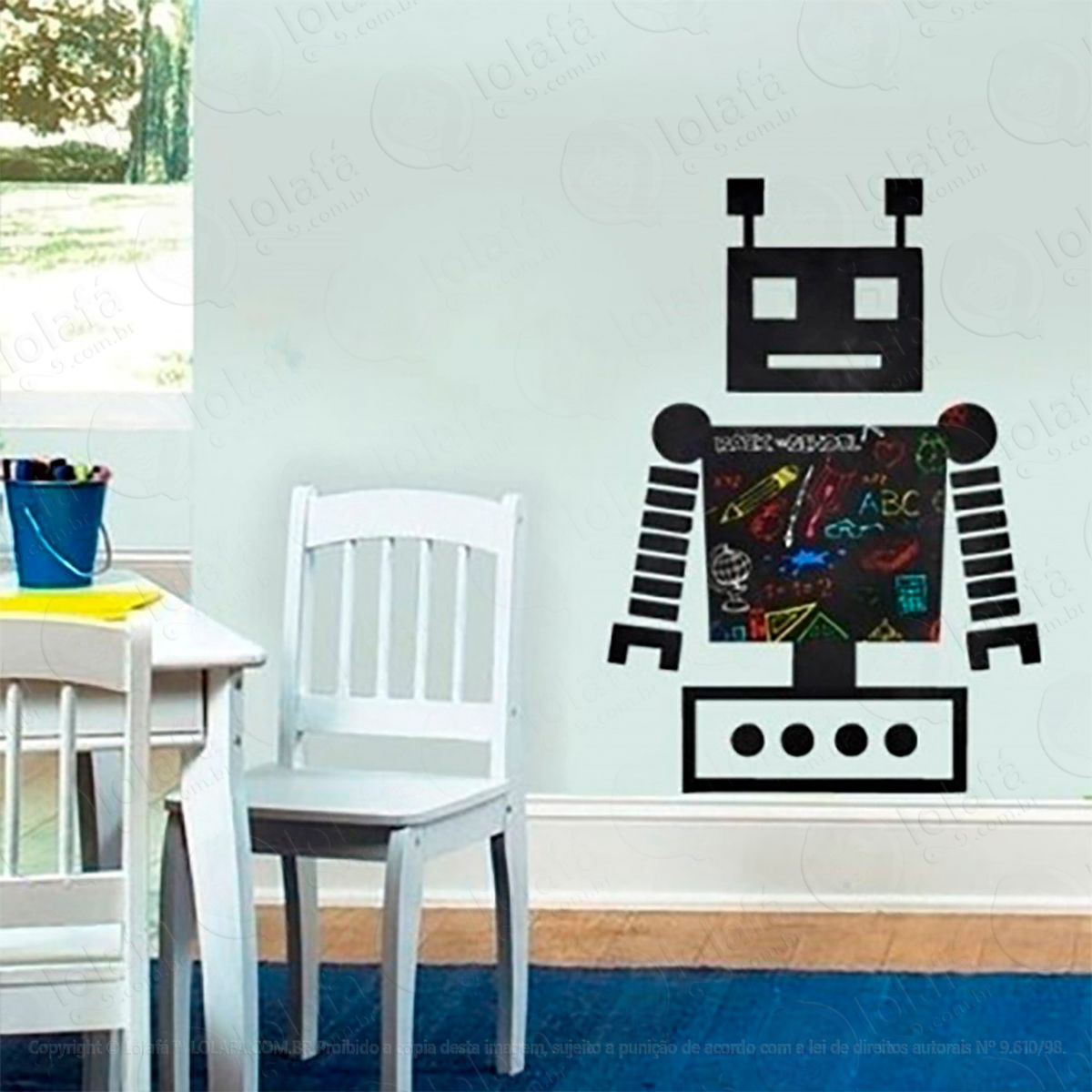 robô adesivo lousa quadro negro de parede para escrever com giz - mod:15