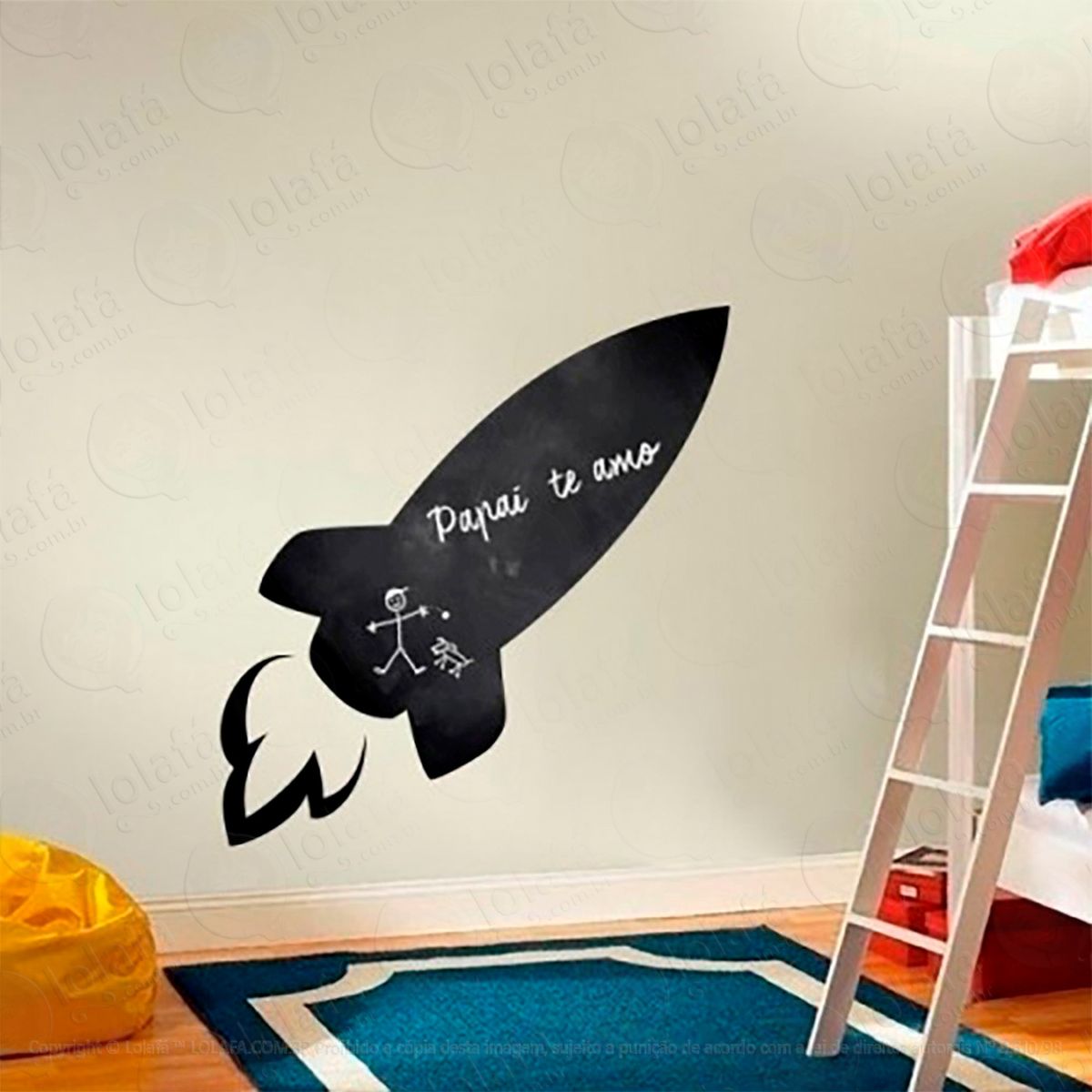 foguete adesivo lousa quadro negro de parede para escrever com giz - mod:43