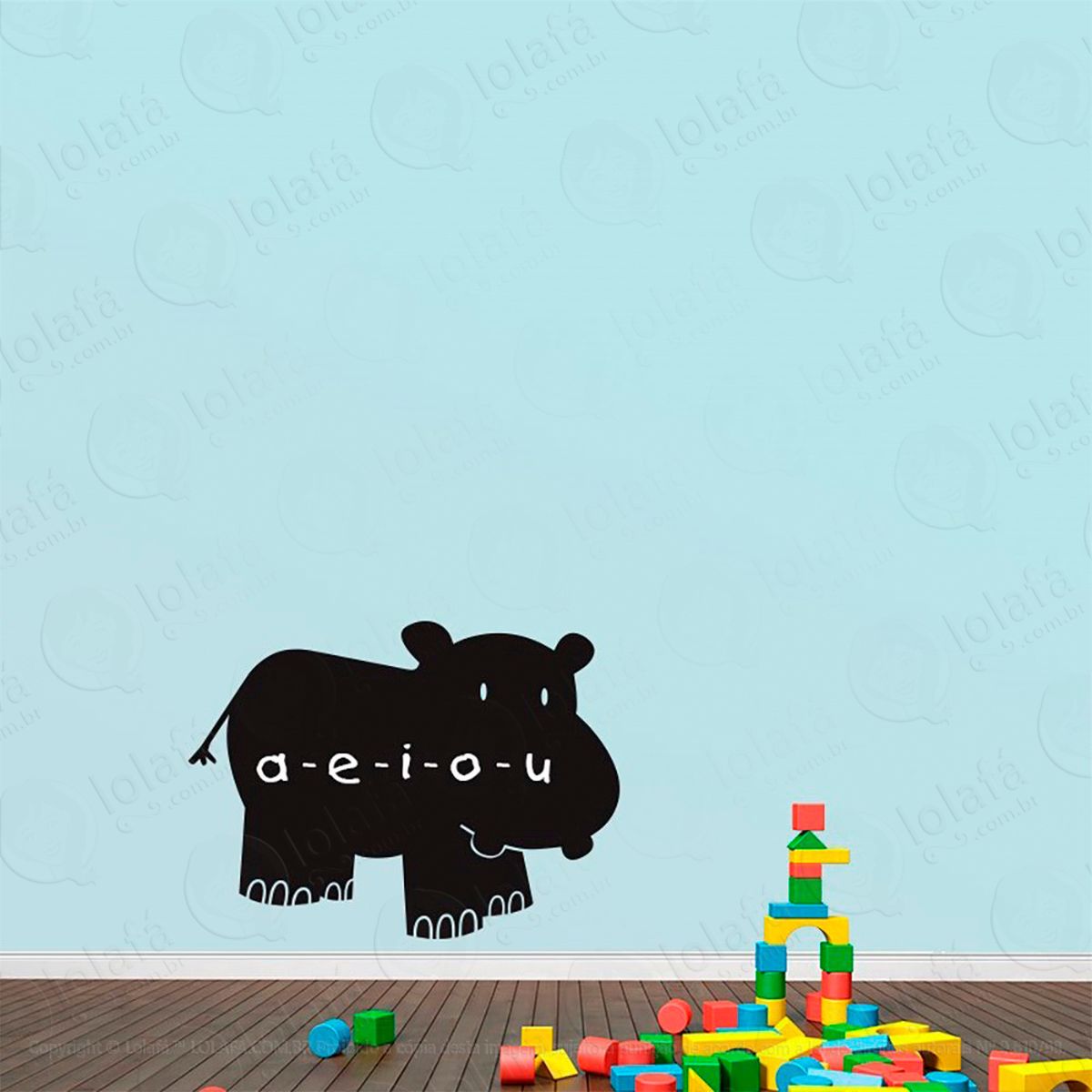 hipopótamo adesivo lousa quadro negro de parede para escrever com giz - mod:69