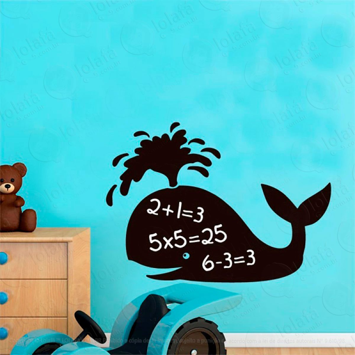 baleia adesivo lousa quadro negro de parede para escrever com giz - mod:82