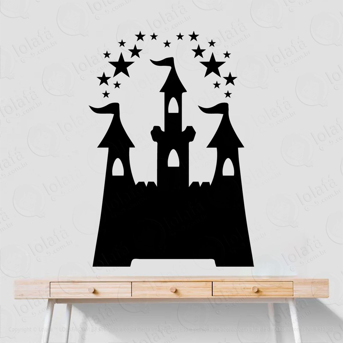 castelo adesivo lousa quadro negro de parede para escrever com giz - mod:83