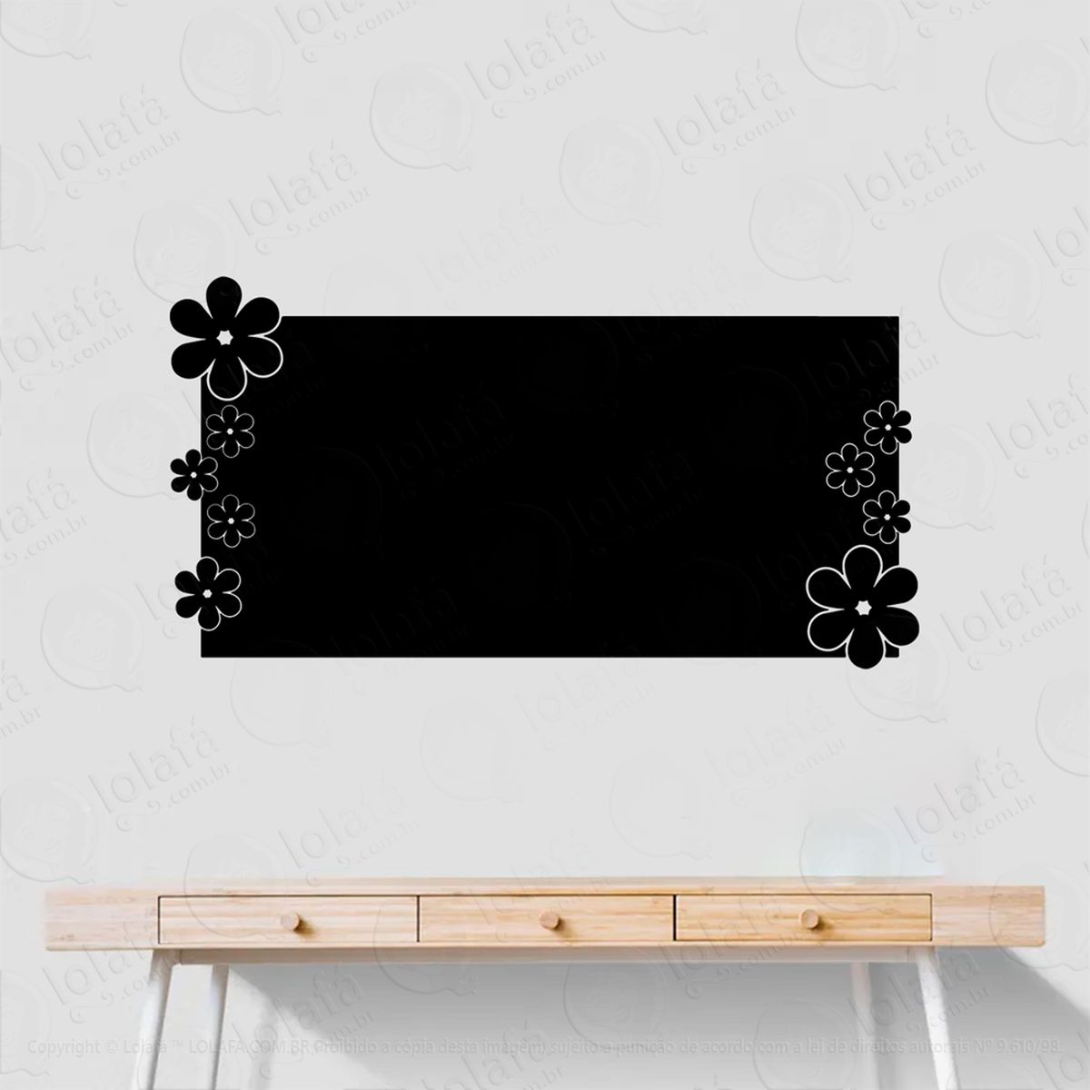 painel adesivo lousa quadro negro de parede para escrever com giz - mod:92