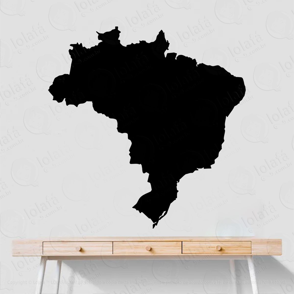 mapa do brasil adesivo lousa quadro negro de parede para escrever com giz - mod:101