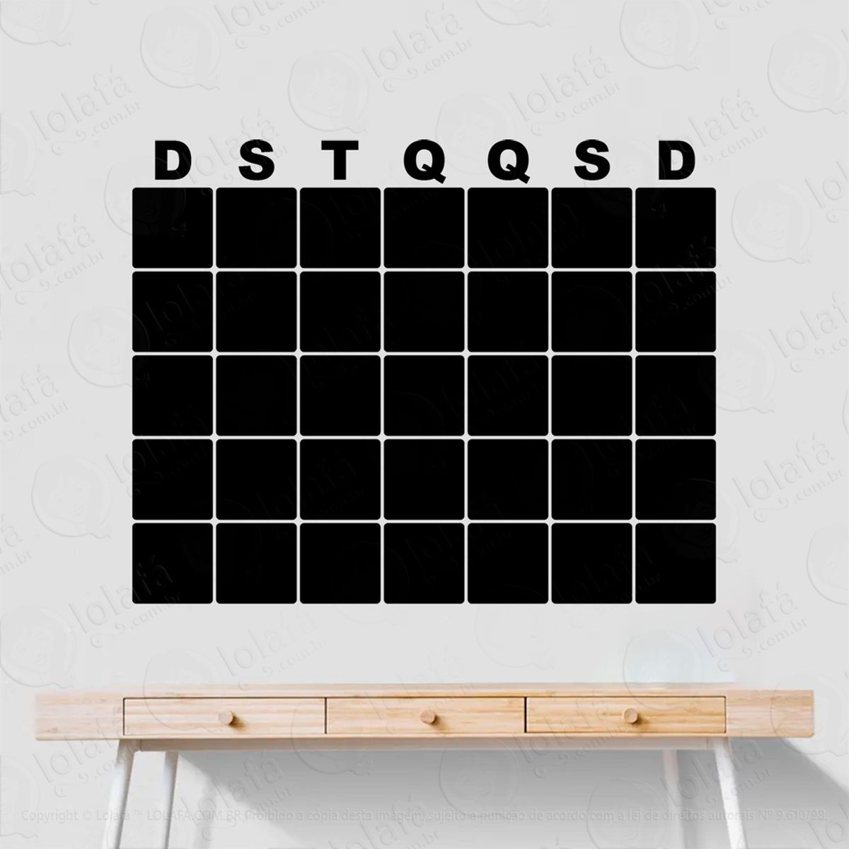 calendário adesivo lousa quadro negro de parede para escrever com giz - mod:104