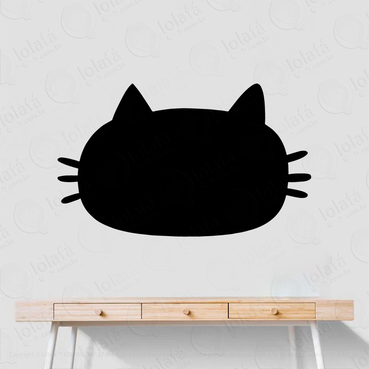 gato adesivo lousa quadro negro de parede para escrever com giz - mod:120