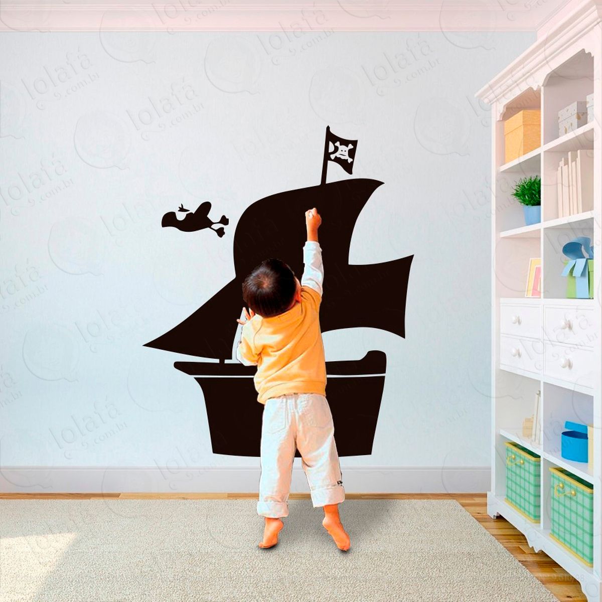 navio pirata adesivo lousa quadro negro de parede para escrever com giz - mod:154