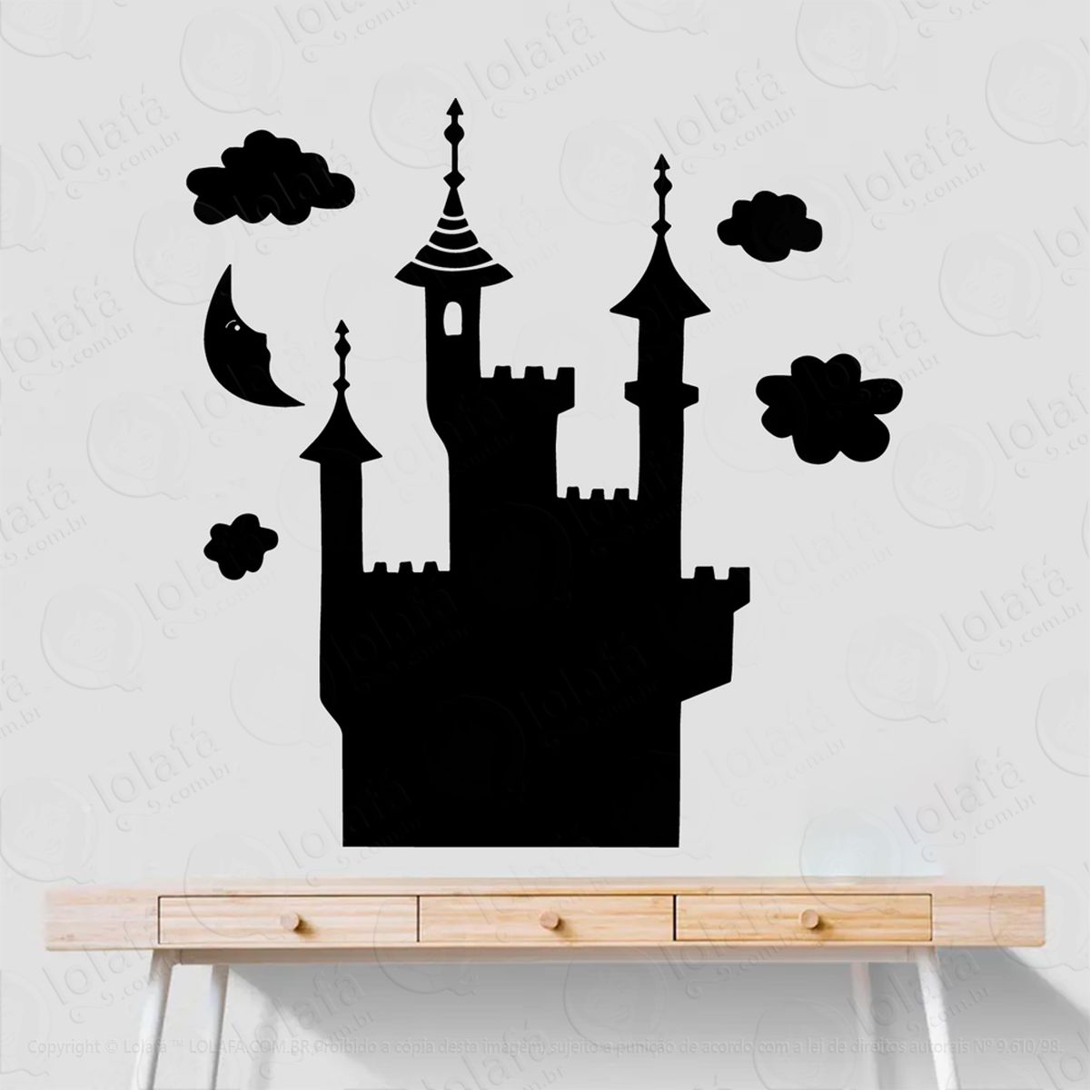 castelo adesivo lousa quadro negro de parede para escrever com giz - mod:162