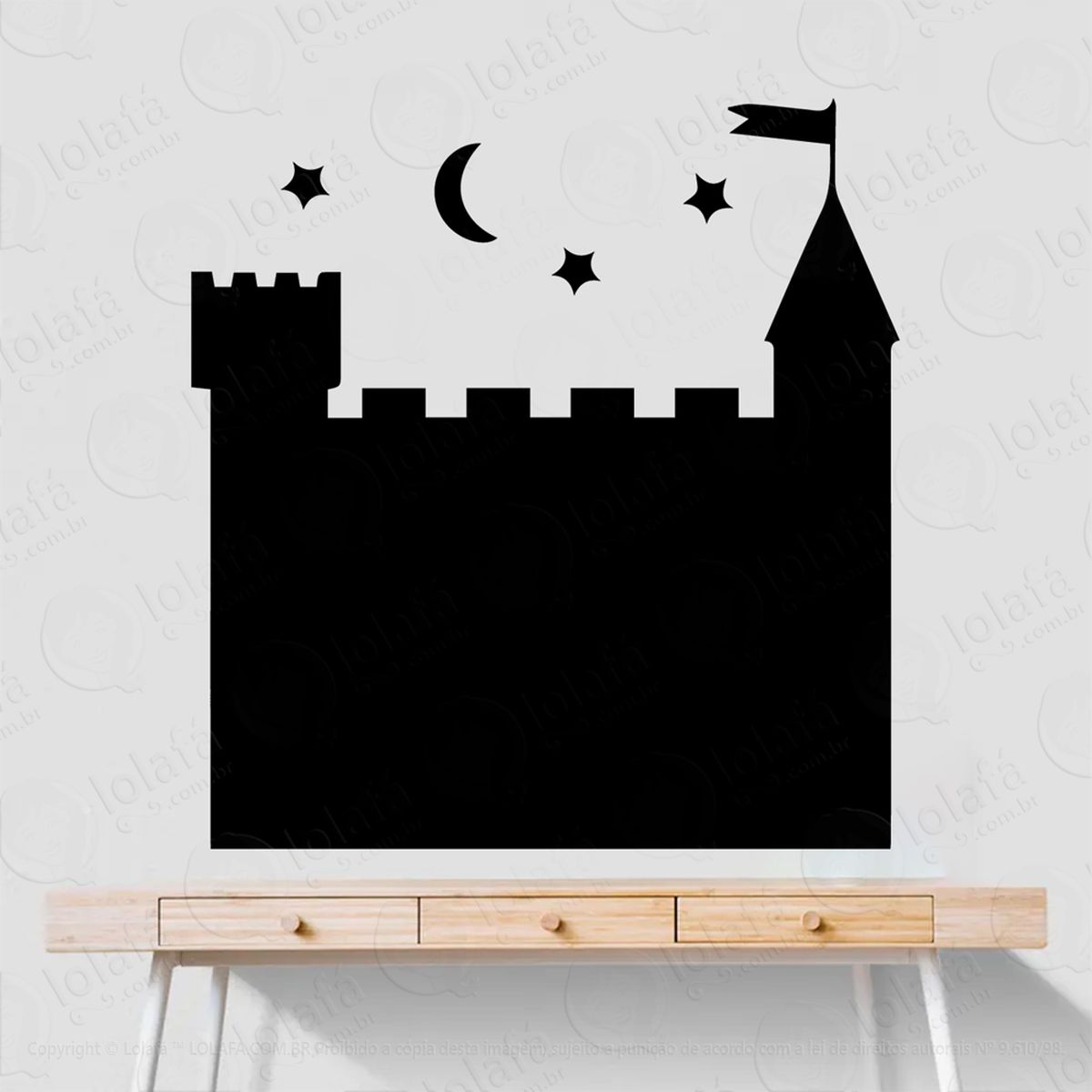 castelo adesivo lousa quadro negro de parede para escrever com giz - mod:164