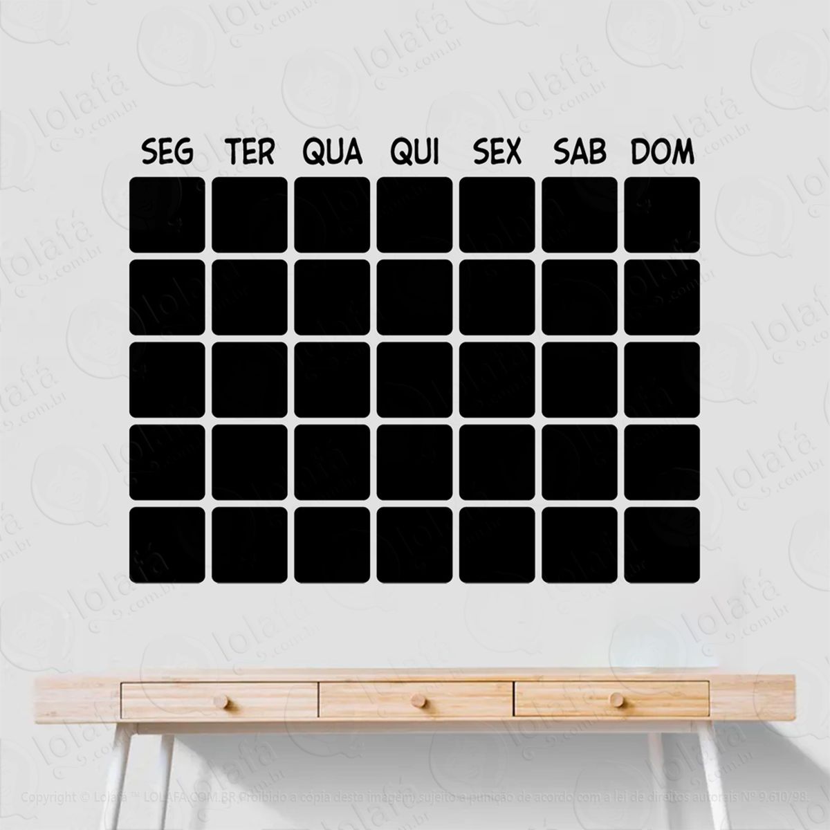 calendário adesivo lousa quadro negro de parede para escrever com giz - mod:181