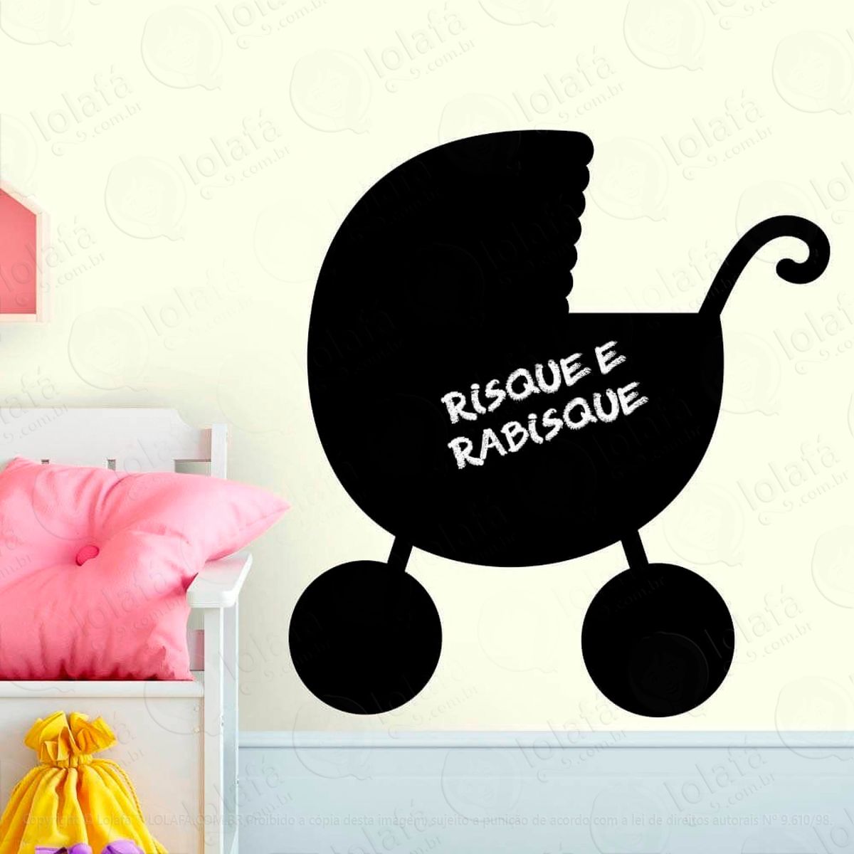 carrinho de bebê adesivo lousa quadro negro de parede para escrever com giz - mod:212