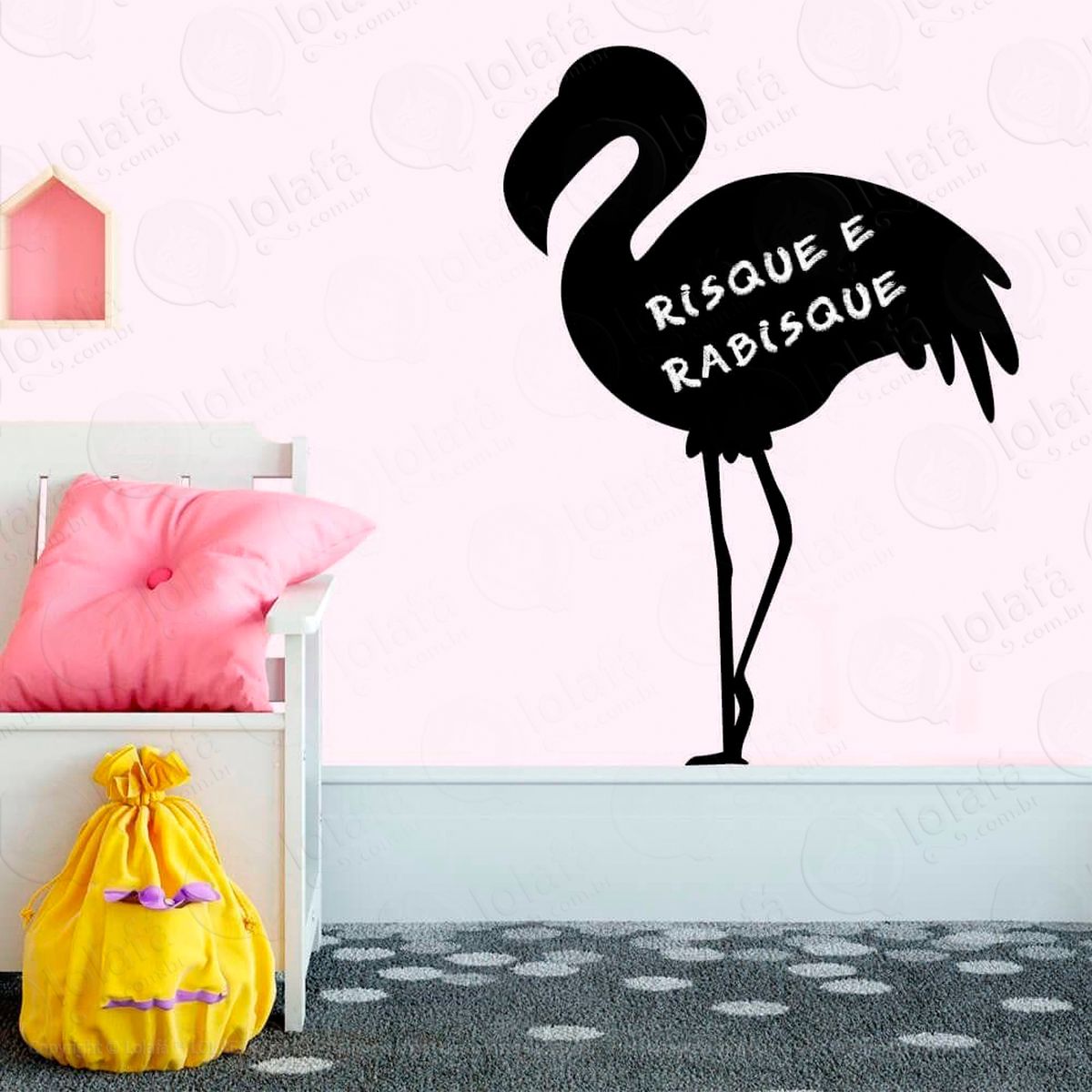 flamingo adesivo lousa quadro negro de parede para escrever com giz - mod:238