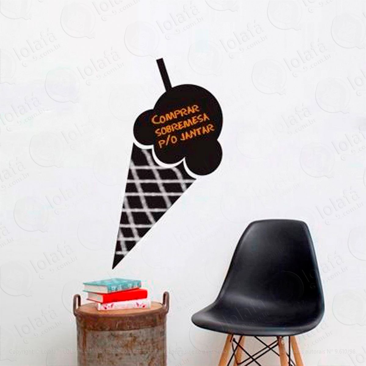 sorvete adesivo lousa quadro negro de parede para escrever com giz - mod:268