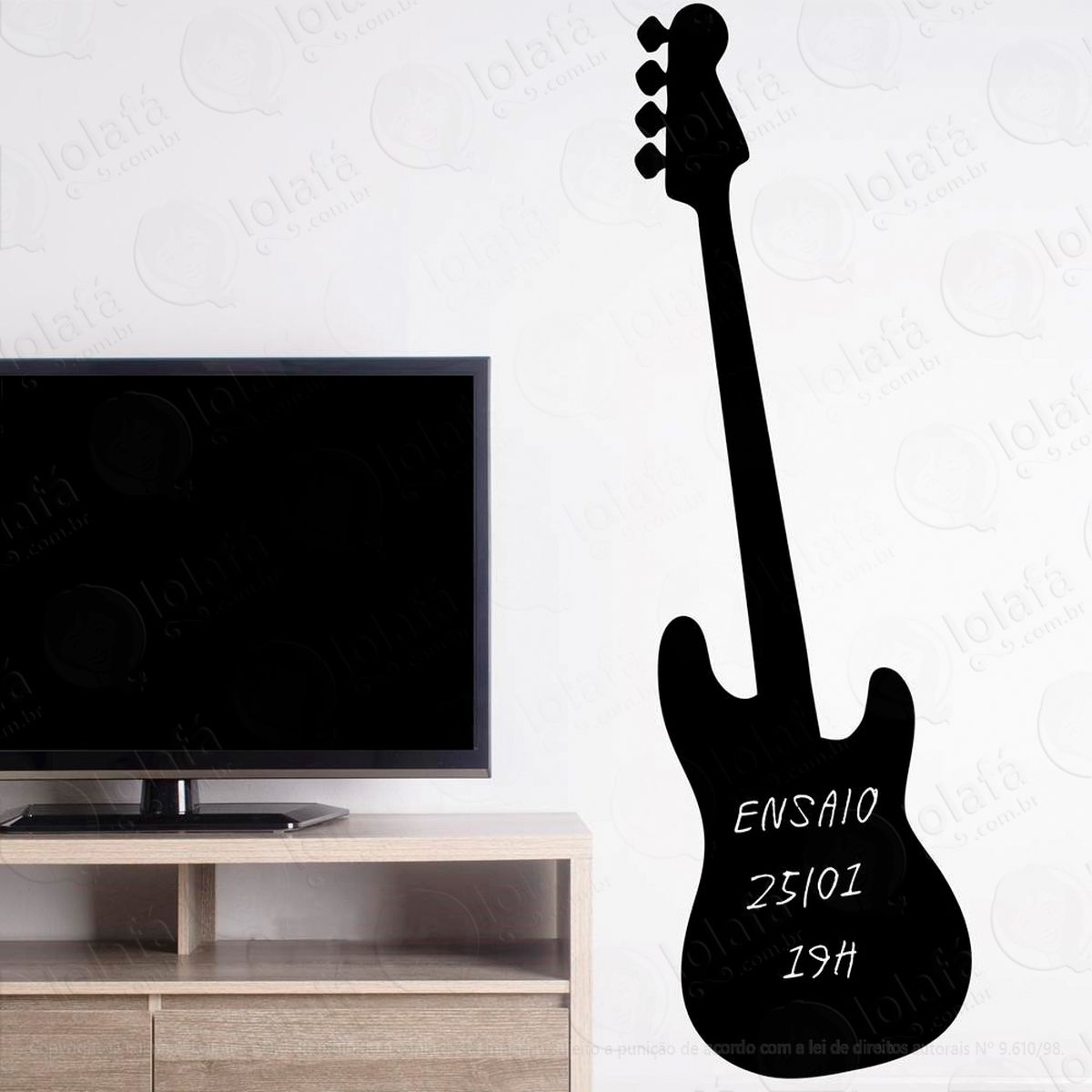 guitarra adesivo lousa quadro negro de parede para escrever com giz - mod:283