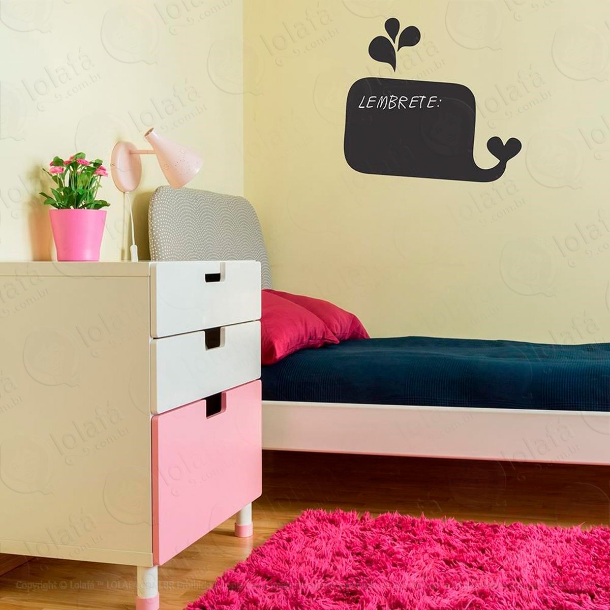 baleia adesivo lousa quadro negro de parede para escrever com giz - mod:284